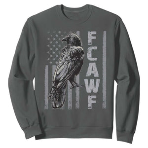 Funny F CAW F Crow Sweatshirt Vintage American Flag TS11 Dark Heather Print Your Wear
