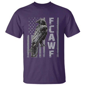 Funny F CAW F Crow T Shirt - Vintage American Flag Sarcastic Bird Humor Tee TS11 Purple Print Your Wear