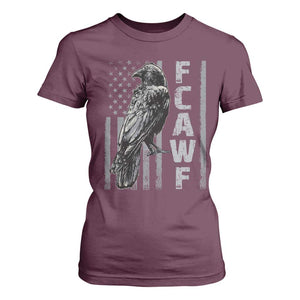 Funny F CAW F Crow T Shirt For Women Vintage American Flag TS11 Maroon Print Your Wear