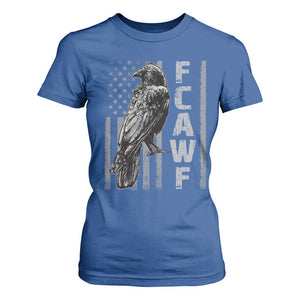 Funny F CAW F Crow T Shirt For Women Vintage American Flag TS11 Royal Blue Print Your Wear