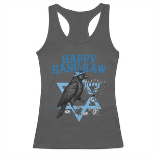 Funny Hanukkah Crow Racerback Tank Top Happy Hanukaw Jewish Holiday Chanukah Menorah TS11 Dark Heather Print Your Wear
