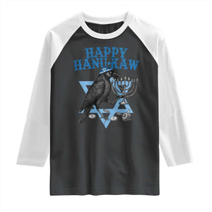 Funny Hanukkah Crow Raglan Shirt Happy Hanukaw Jewish Holiday Chanukah Menorah TS11 Black White Print Your Wear