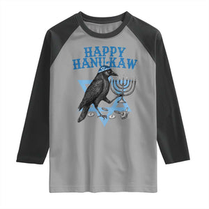 Funny Hanukkah Crow Raglan Shirt Happy Hanukaw Jewish Holiday Chanukah Menorah TS11 Sport Gray Black Print Your Wear