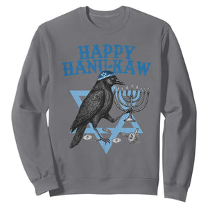 Funny Hanukkah Crow Sweatshirt Happy Hanukaw Jewish Holiday Chanukah Menorah TS11 Charcoal Print Your Wear