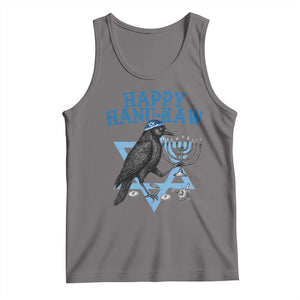 Funny Hanukkah Crow Tank Top Happy Hanukaw Jewish Holiday Chanukah Menorah TS11 Deep Heather Print Your Wear