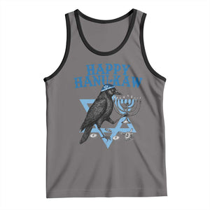 Funny Hanukkah Crow Tank Top Happy Hanukaw Jewish Holiday Chanukah Menorah TS11 Deep Heather Black Print Your Wear
