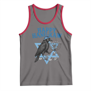 Funny Hanukkah Crow Tank Top Happy Hanukaw Jewish Holiday Chanukah Menorah TS11 Deep Heather Red Print Your Wear