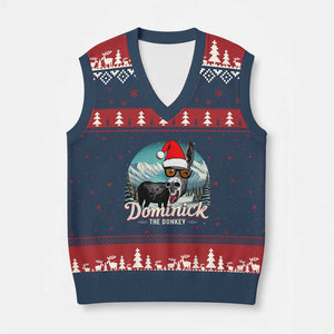 Xmas Italian Donkey V-Neck Knit Sweater Vest Funny Domick The Donkey Holiday Xmas TS11 Navy Red Print Your Wear