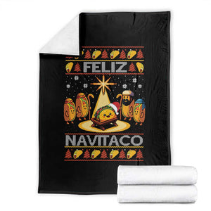 Funny Tacos Christmas Nativity Scene Throw Blanket Feliz Navitaco Mexican Food TS11 Black Print Your Wear