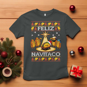 Funny Tacos Christmas Nativity Scene T Shirt Feliz Navitaco Mexican Food TS11 Dark Heather Print Your Wear