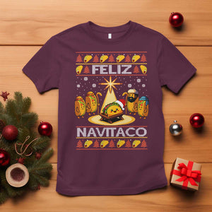 Funny Tacos Christmas Nativity Scene T Shirt Feliz Navitaco Mexican Food TS11 Maroon Print Your Wear