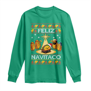 Funny Tacos Christmas Nativity Scene Long Sleeve Shirt Feliz Navitaco Mexican Food TS11 Irish Green Print Your Wear