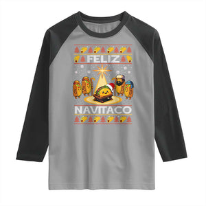 Funny Tacos Christmas Nativity Scene Raglan Shirt Feliz Navitaco Mexican Food TS11 Sport Gray Black Print Your Wear
