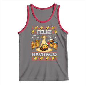 Funny Tacos Christmas Nativity Scene Tank Top Feliz Navitaco Mexican Food TS11 Deep Heather Red Print Your Wear