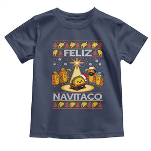 Funny Tacos Christmas Nativity Scene Toddler T Shirt Feliz Navitaco Mexican Food TS11 Navy Print Your Wear