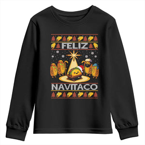 Funny Tacos Christmas Nativity Scene Youth Sweatshirt Feliz Navitaco Mexican Food TS11 Black Print Your Wear
