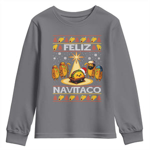 Funny Tacos Christmas Nativity Scene Youth Sweatshirt Feliz Navitaco Mexican Food TS11 Charcoal Print Your Wear