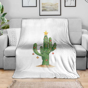 Funny Cactus Christmas Xmas Trees Lights Santa Hat Cactus Lovers Throw Blanket TS11 Print Your Wear