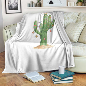 Funny Cactus Christmas Xmas Trees Lights Santa Hat Cactus Lovers Throw Blanket TS11 Print Your Wear