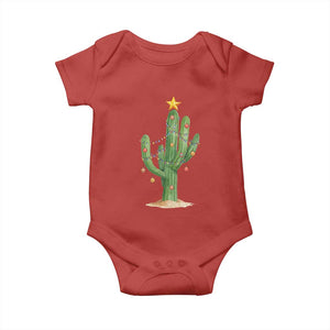 Funny Cactus Christmas Xmas Trees Lights Santa Hat Cactus Lovers Baby Onesie TS11 Red Print Your Wear
