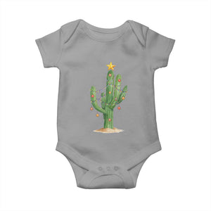 Funny Cactus Christmas Xmas Trees Lights Santa Hat Cactus Lovers Baby Onesie TS11 Sport Gray Print Your Wear