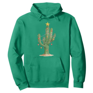 Funny Cactus Christmas Xmas Trees Lights Santa Hat Cactus Lovers Hoodie TS11 Irish Green Print Your Wear