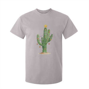 Funny Cactus Christmas Xmas Trees Lights Santa Hat Cactus Lovers T Shirt For Kid TS11 Ice Gray Print Your Wear