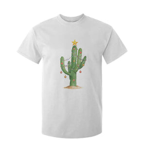 Funny Cactus Christmas Xmas Trees Lights Santa Hat Cactus Lovers T Shirt For Kid TS11 White Print Your Wear