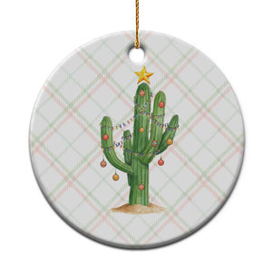 Funny Cactus Christmas Xmas Trees Lights Santa Hat Cactus Lovers Ceramic Ornament TS11 1pc Christmas Plaid Print Your Wear