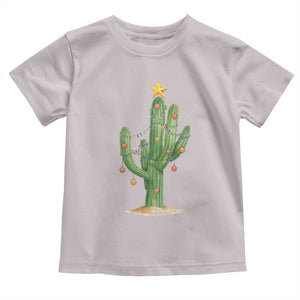 Funny Cactus Christmas Xmas Trees Lights Santa Hat Cactus Lovers Toddler T Shirt TS11 Ice Gray Print Your Wear