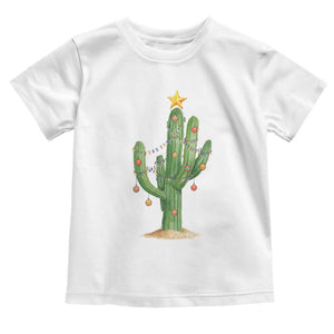 Funny Cactus Christmas Xmas Trees Lights Santa Hat Cactus Lovers Toddler T Shirt TS11 White Print Your Wear