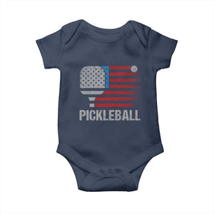 Pickleball Lover Vintage American Flag Baby Onesie 4th of July TS11 Navy Print Your Wear