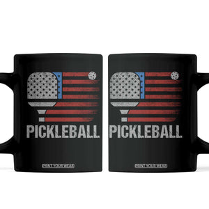 Pickleball Lover Vintage American Flag Coffee Mug 4th of July TS11 Black Print Your Wear