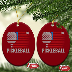 Pickleball Lover Vintage American Flag Ceramic Ornament 4th of July TS11 Print Your Wear