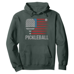 Pickleball Lover Vintage American Flag Hoodie 4th of July TS11 Dark Forest Green Print Your Wear