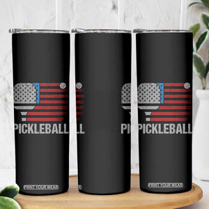 Pickleball Lover Vintage American Flag Skinny Tumbler 4th of July TS11 Print Your Wear
