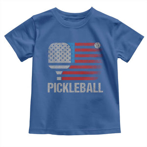 Pickleball Lover Vintage American Flag Toddler T Shirt 4th of July TS11 Royal Blue Print Your Wear
