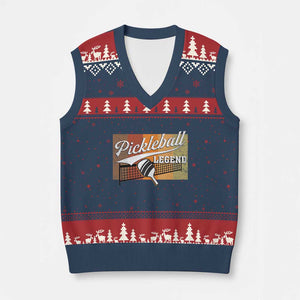Funny Pickleball Legend V-Neck Knit Sweater Vest Pickleball Player Retro Sport Lover TS11 Navy Red Print Your Wear