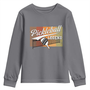 Funny Pickleball Legend Youth Sweatshirt Pickleball Player Retro Sport Lover TS11 Charcoal Print Your Wear