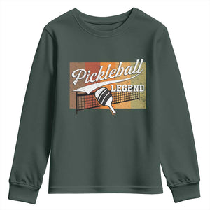 Funny Pickleball Legend Youth Sweatshirt Pickleball Player Retro Sport Lover TS11 Dark Forest Green Print Your Wear