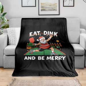 Funny Christmas Pickleball Throw Blanket Eat Dink And Be Merry Xmas Santa TS11 Print Your Wear