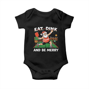 Funny Christmas Pickleball Baby Onesie Eat Dink And Be Merry Xmas Santa TS11 Black Print Your Wear