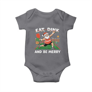 Funny Christmas Pickleball Baby Onesie Eat Dink And Be Merry Xmas Santa TS11 Charcoal Print Your Wear