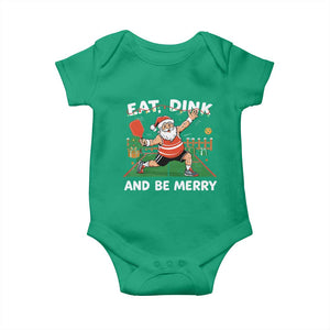Funny Christmas Pickleball Baby Onesie Eat Dink And Be Merry Xmas Santa TS11 Irish Green Print Your Wear
