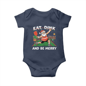 Funny Christmas Pickleball Baby Onesie Eat Dink And Be Merry Xmas Santa TS11 Navy Print Your Wear