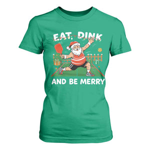 Funny Christmas Pickleball T Shirt For Women Eat Dink And Be Merry Xmas Santa TS11 Irish Green Print Your Wear