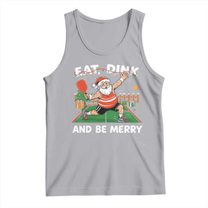 Funny Christmas Pickleball Tank Top Eat Dink And Be Merry Xmas Santa TS11 Athletic Heather Print Your Wear