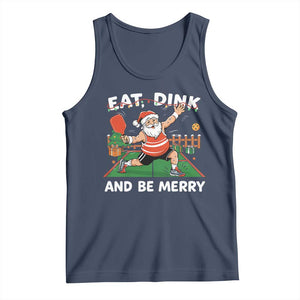 Funny Christmas Pickleball Tank Top Eat Dink And Be Merry Xmas Santa TS11 Navy Print Your Wear