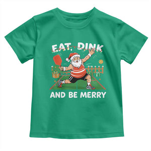 Funny Christmas Pickleball Toddler T Shirt Eat Dink And Be Merry Xmas Santa TS11 Irish Green Print Your Wear