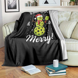 Funny Christmas Pickleball Throw Blanket Eat Dink And Be Merry Snowman TS11 Print Your Wear